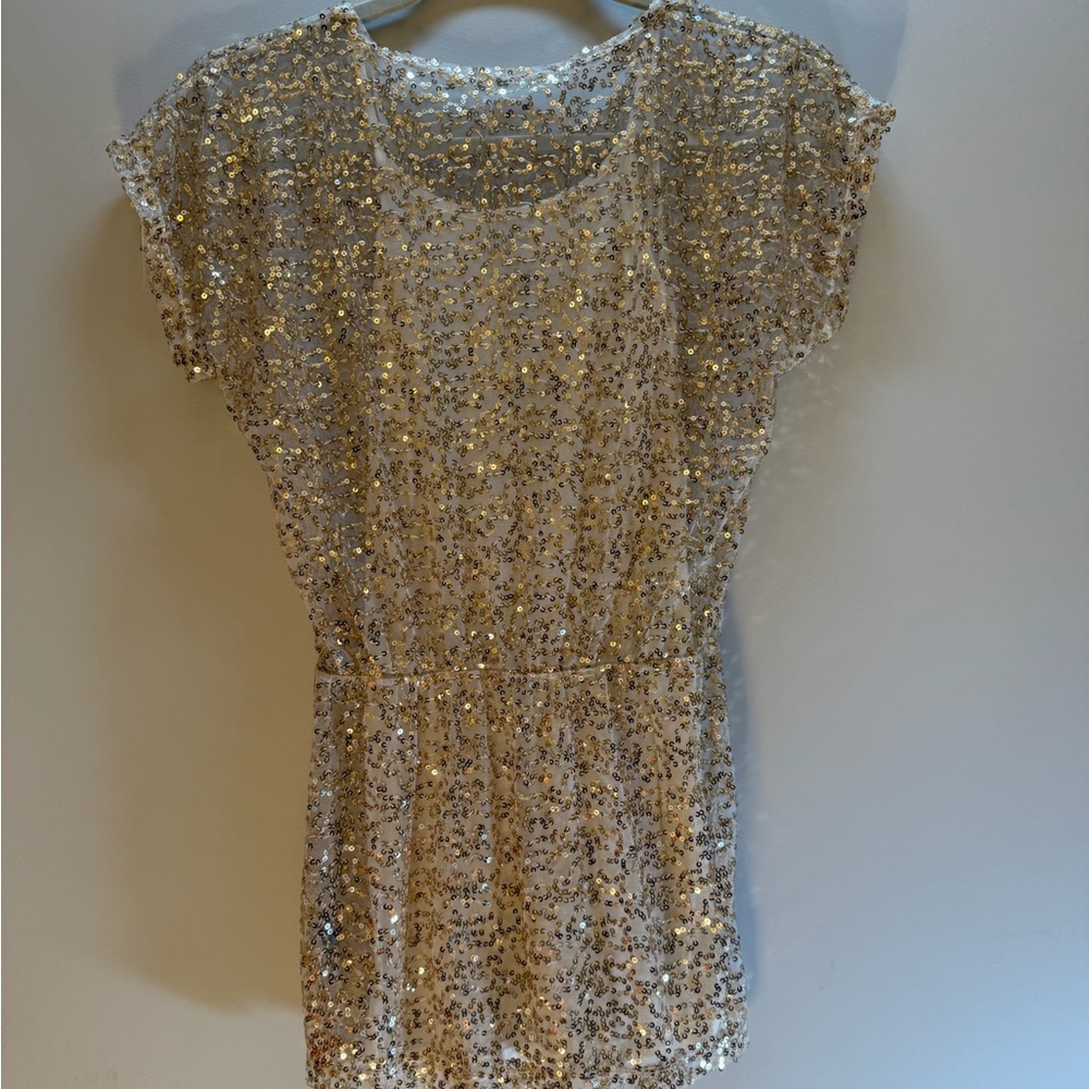 Flowers by Zoe Glittering Gold Kids Dress